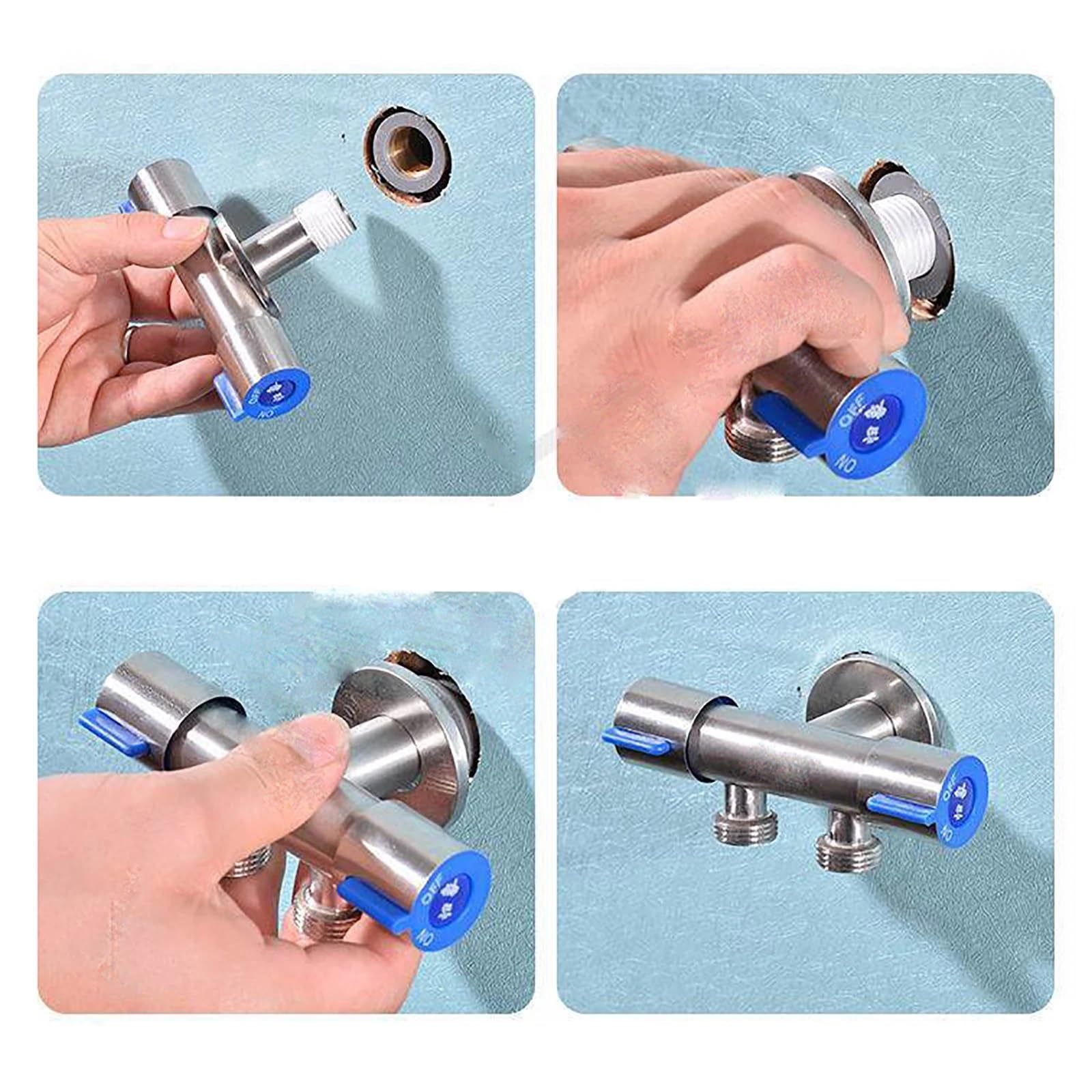 1 In 2 Out Rubinetto Lavatrice WC Doccia Valvola 19735,19796 Bagno Triangolo Valvola di Controllo Acqua Valvola Deviatrice Doppio Controllo 1 Pz(Female thread)