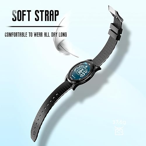 Miniatura 7 de CakCity Reloj deportivo digital ultrafino para hombre con esfera de aleación negra, impermeable, hora militar, alarma, podómetro y correa