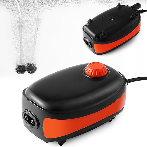 FEDOUR 4W5W8W Aquarium Corded Electric Air Pump, 96GPH160GPH256GPH Dual Outlets 4 Outlets Oxygen Pump, Ultra Quiet Aquarium Bubbler for up to 300