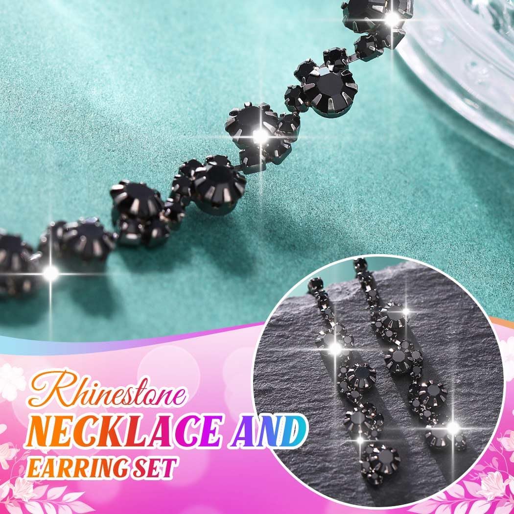 Aukmla Bridal Wedding Jewelry Set Silver Rhinestones Choker Necklaces Earrings Bracelet Sets Prom Jewelry for Women and Brides - Image 5