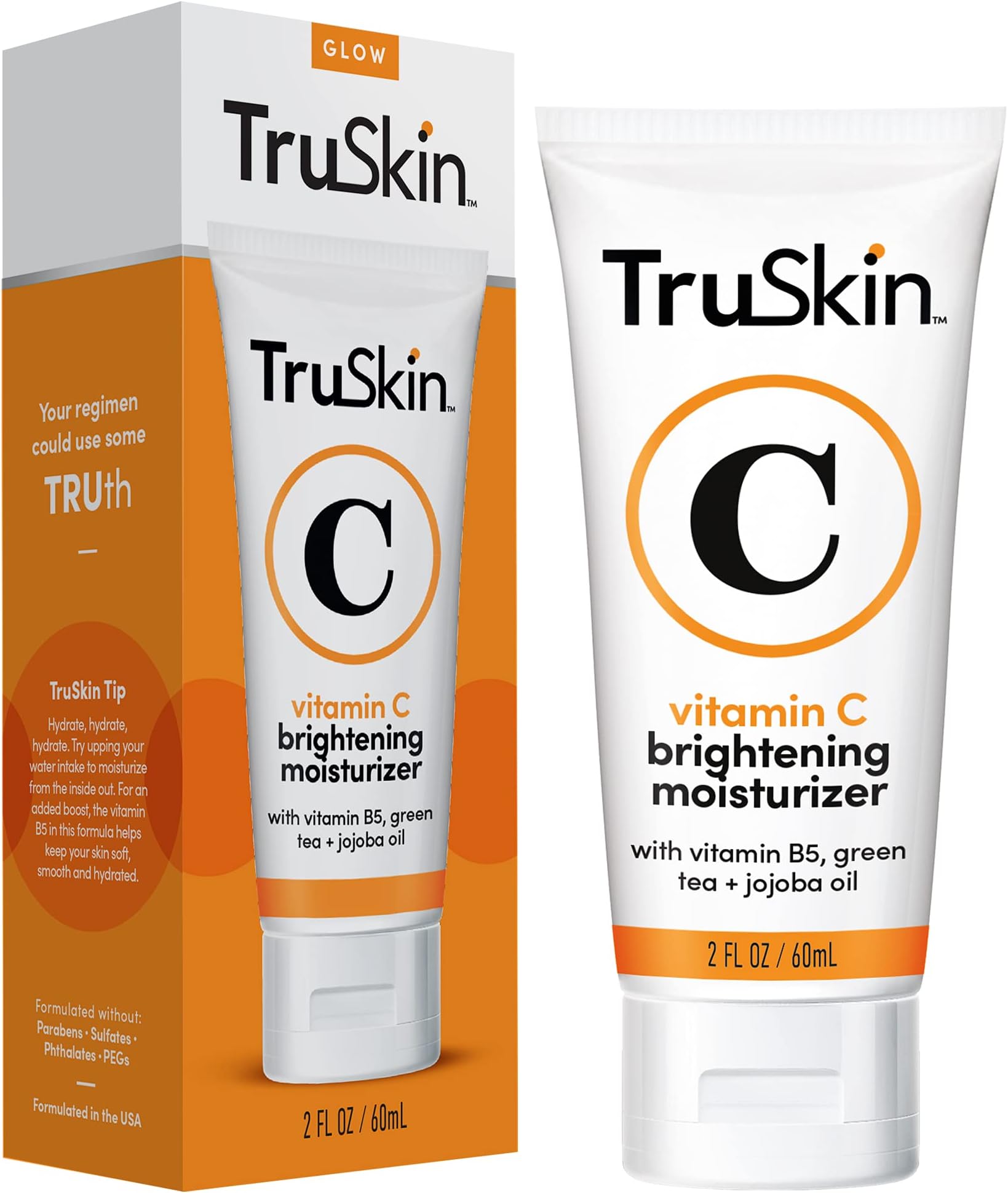 TruSkin Vitamin C Face Moisturizer for Women - Brightening, Anti Aging, Hydrating, Skin Wrinkle Cream, Dark Spot Corrector - Vitamin B5, Vitamin E, Jojoba Oil, Organic Aloe Vera & Green Tea, 2 fl Oz