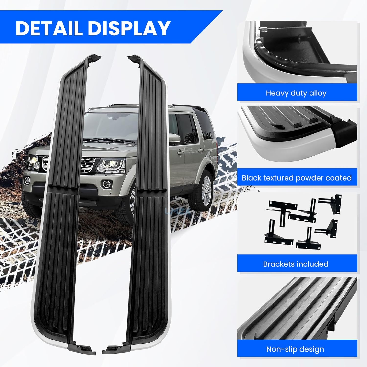 Running Boards Side Pedal Compatible with 2005-2009 Land Rover Discovery 3/LR3 Side Steps with Brackets,2PCS Right and Left Side Step Rail Removable Nerf Bars for 2010-2016 Land Rover Discovery 4/LR4