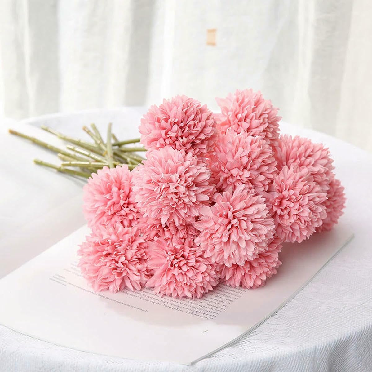 AYHTUD 3/5Pcs Hydrangea Artificial Flowers Bouquet For Home Bedroom Decor Wedding Decoration Craft Vases Flower Arrangement Accessories-Pink-3Pcs