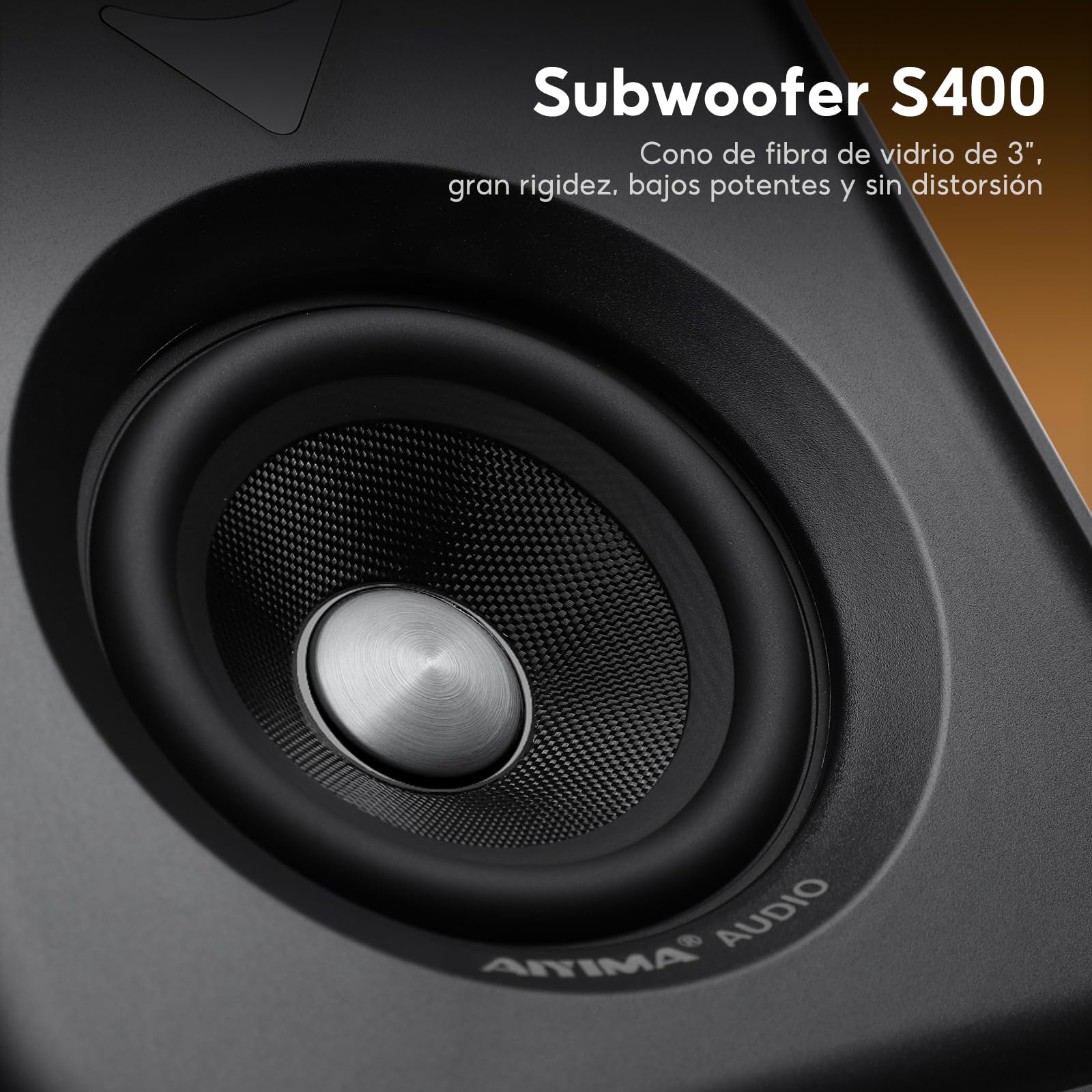 AIYIMA S400 Altavoces Activos 80 W RMS con woofer de 3", Bluetooth 5.3 | 2.0 HiFi, USB, Óptico, RCA, Sub-Out, control de agudos y graves para TV, PC y cine en casa