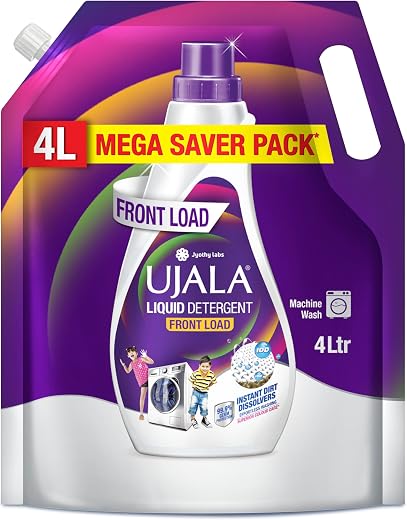 Ujala Front Load Liquid Detergent Mega Saver 4L Refill Pack | Designed For Tough Dirt Removal | Superior Colour Care with ...