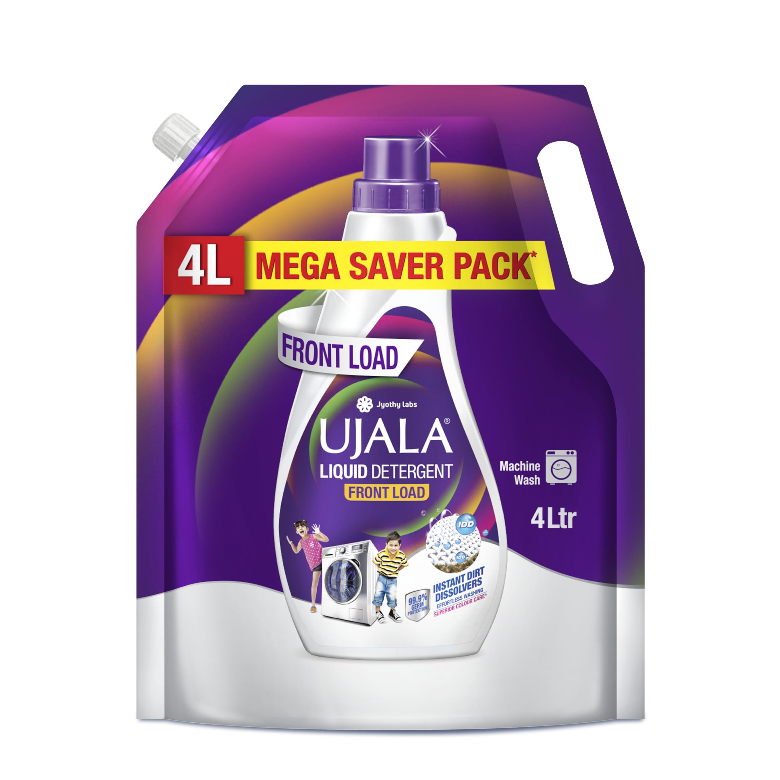 Front Load Liquid Detergent Mega Saver 4L Refill Pack | Designed For Tough Dirt Removal | Superior Colour Care with Refreshing Fragrance | Ideal for Bucket Wash and Front Load Washing Machines