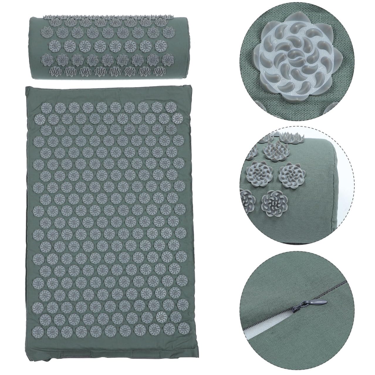 VALICLUD Juego de 2 Esterillas de Masaje de Acupresión con Almohada, Material de Algodón y Abs, Ligeras, Lavables Bolsa para Yoga y Relajación