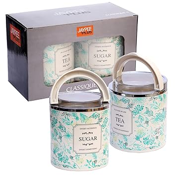 Jaypee Plus Classique 2 Plastic Tea & Sugar Container - 750 ml, 2 Containers, Multicolour