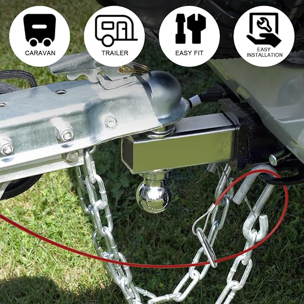 URAQT Cavo Sicurezza Rimorchio, 1 M Cavo di Sicurezza per Rimorchi e Caravan, con Moschettone, Carico di Rottura 150 kg, Acciaio Inossidabile Freno per Rimorchio, Diametro del Filo 4mm - 5