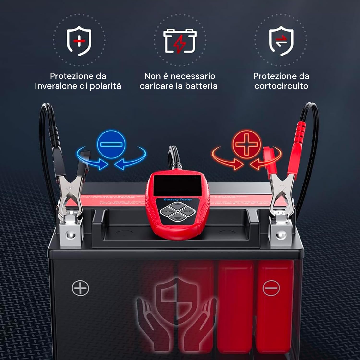 Tester per Batterie e Alternatore di Veicoli da 12V, Universale - Prove Complete della Batteria e Diagnosi dello Stato di Salute