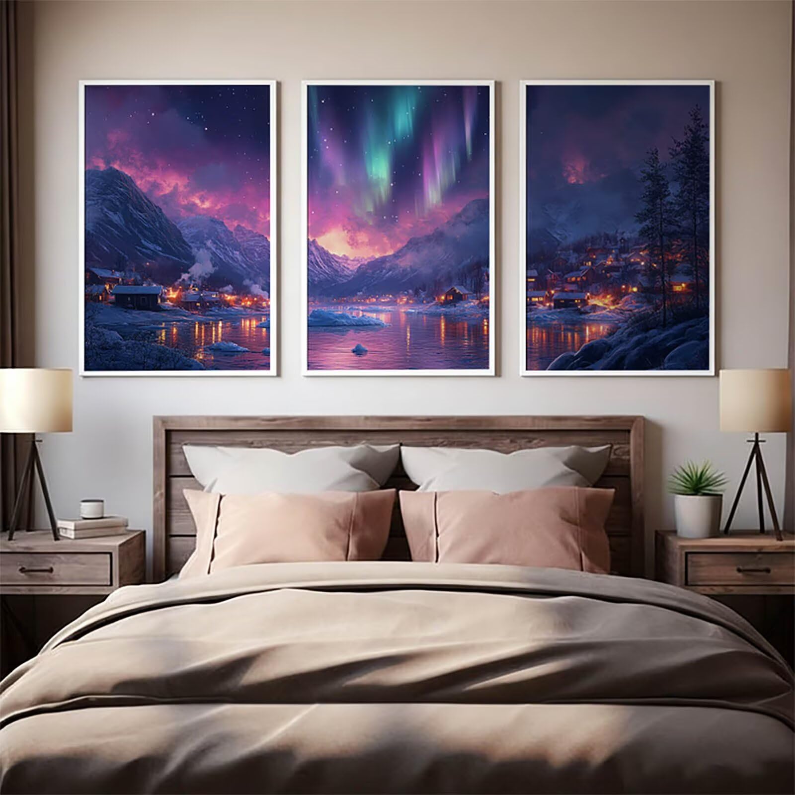 3 Pezzi Diamond Painting per Adulti Aurora 5D Diamond Painting Crystal Art Ricamo Quadrato Pequeñoggio per Principianti Adulti, Arredamento per la Casa Decorazioni da Parete 60x90cm a-6192