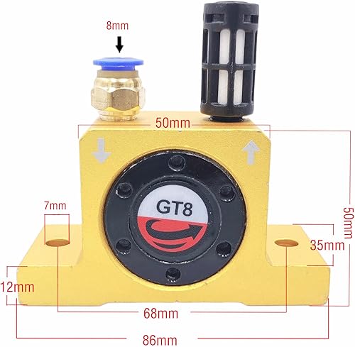 Miniatura 2 de Vibrador de turbina neumática GT8 Serie GT Vibrador de turbina neumática 18 "Componentes del sistema neumático industrial Vibradores de turbina de