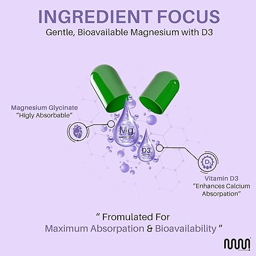 Miniatura 5 de MasterMedi Glicinato de magnesio 100 mg con vitamina D3 – Fórmula de alta absorción – Apoya el sueño, la relajación muscular, el estrés y la salud