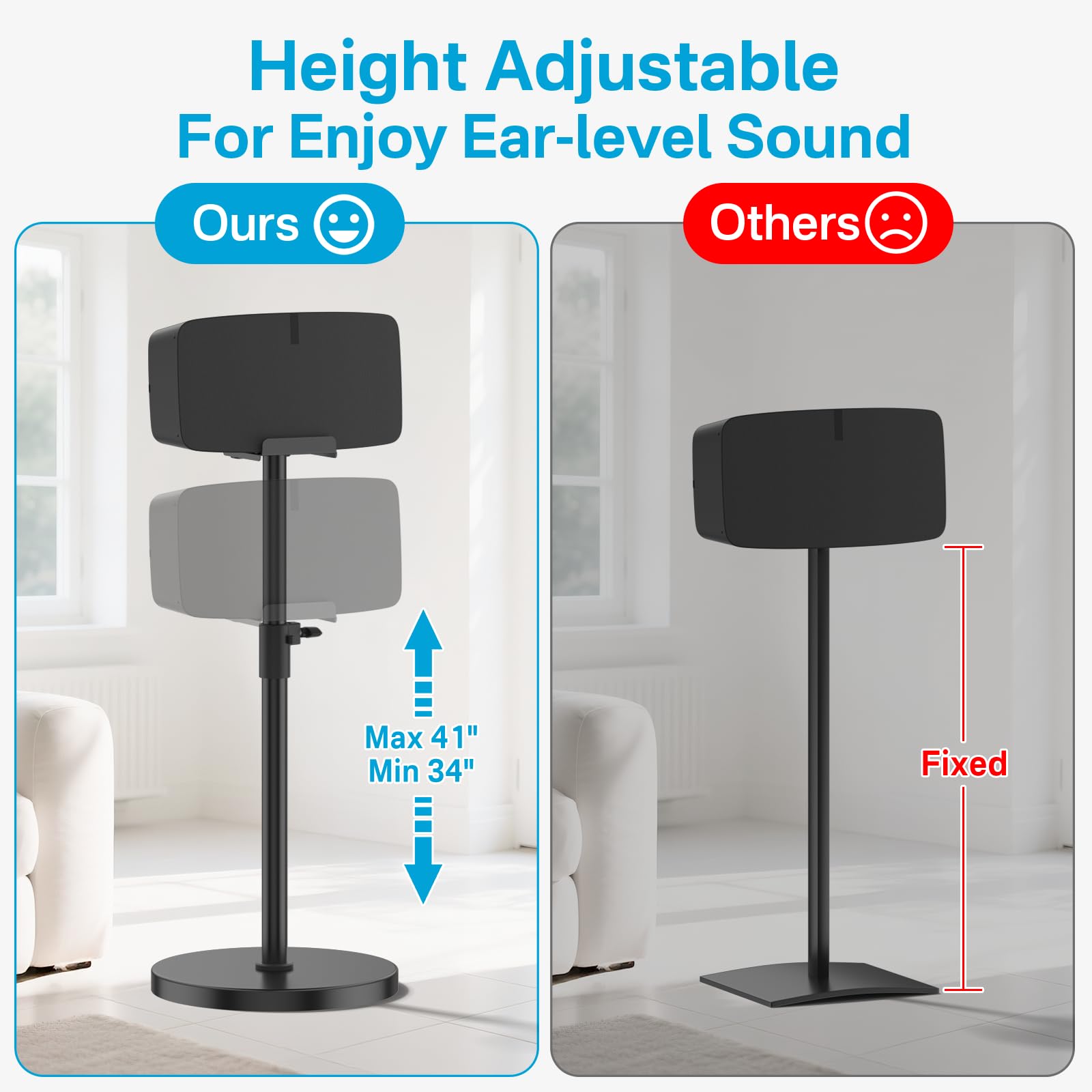 Height Adjustable Speaker Stand For Sonos Five & Play 5 - View #2