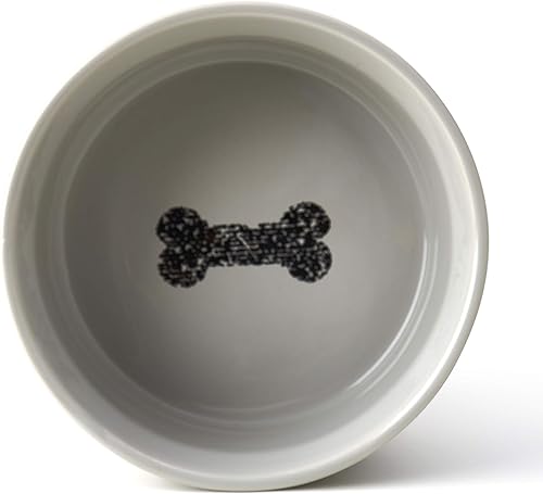 Miniatura 2 de PetRageous 17004 Classy Bones - Tazón de cerámica de dos tonos apto para lavavajillas, capacidad de 4.5 tazas, 7 pulgadas de diámetro, 3 pulgadas de