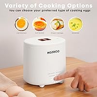 Vista 4 de Mojoco Olla de Huevos Rápida - Mini Olla de Huevos para Huevos al Vapor, Duros y Blandos y Onsen Tamago - Hervidor Eléctrico de Huevos para Cocina