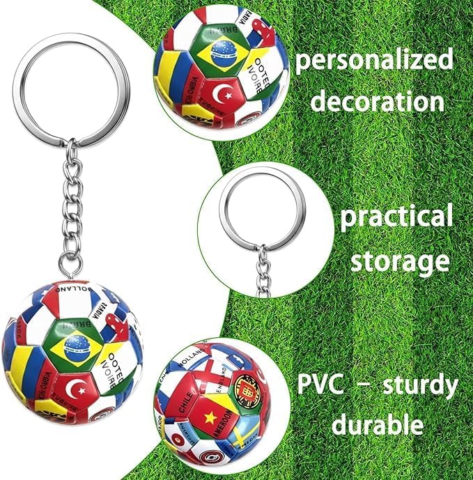 World Cup Soccer Keychain 2026 Football Key Chain with National Flags,World Cup Soccer Gifts for Men Sports Merchandise
