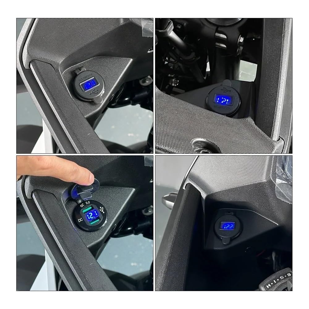 Adatto for H-NDA XL750 Transalp 750 CRF Africa Twin 1000 1100 QC3.0 Caricabatterie USB 12V Presa di corrente Connettore Cavo Doppia presa USB Pezzi di ricambio per motociclette(USB Charger Cable)