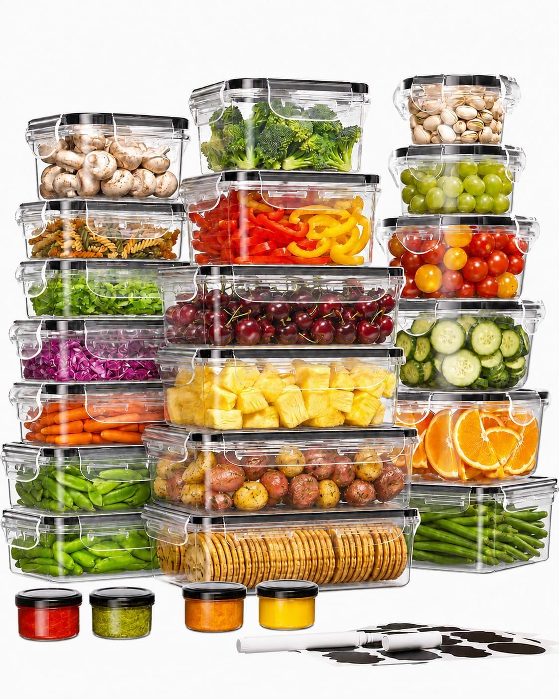BiuLeon 50 PCS Food Storage Containers with Airtight Lids, BPA-free Plastic