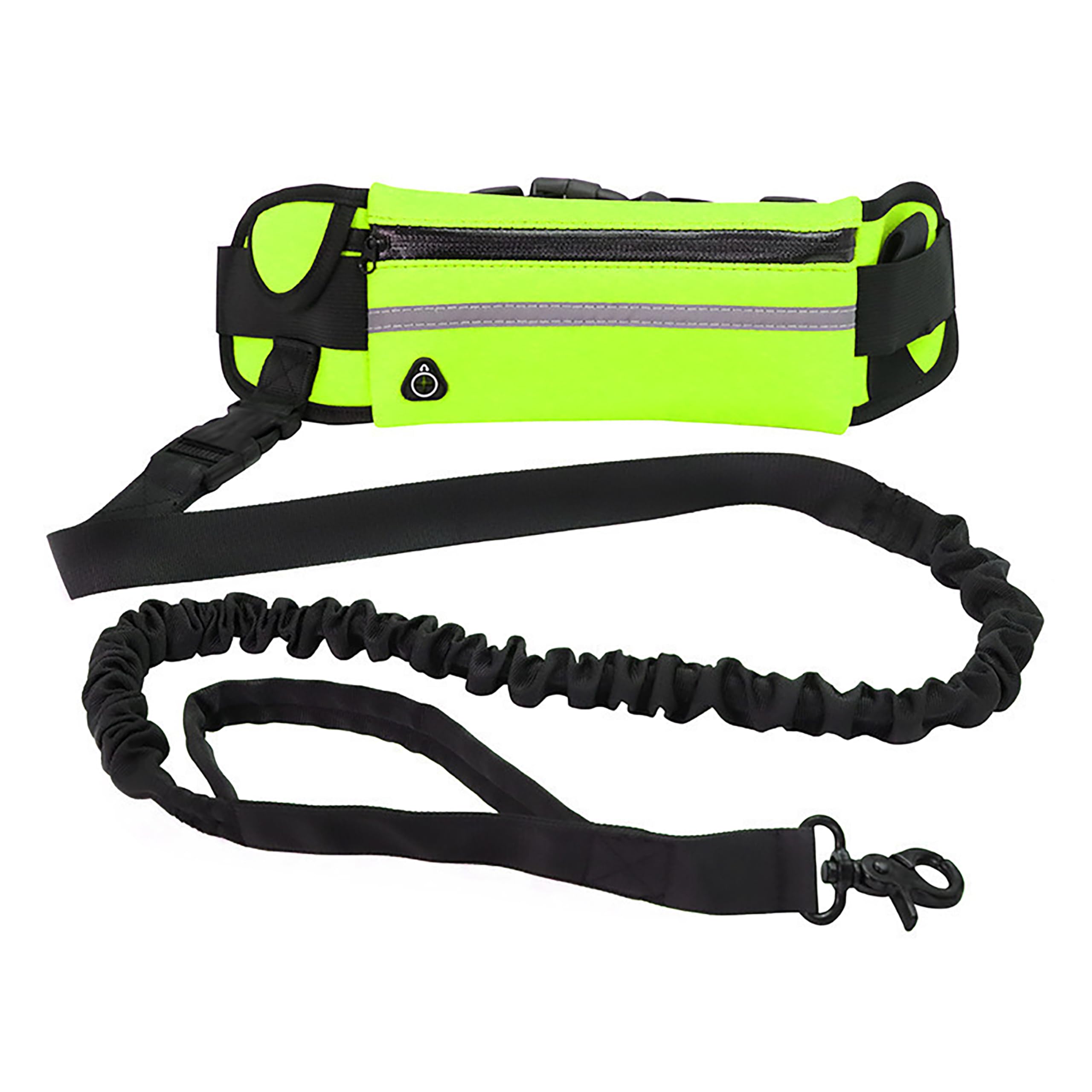 Hands Free Dog Leash with Zipper Pouch for Walking Running Hiking, Waist Leash with Bungee, Adjustable Belt, Reflective Double Handle Design for Large Medium Dogs