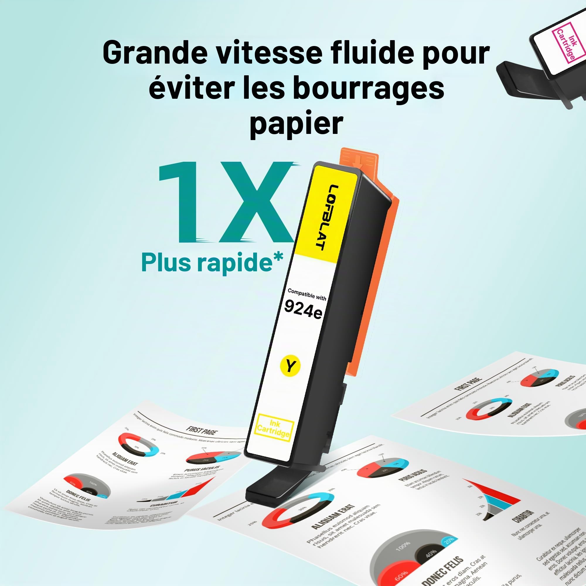 LOFBLAT 924e 924XL Cartouche pour HP 924 Pack de 4 Cartouches pour HP 8132e