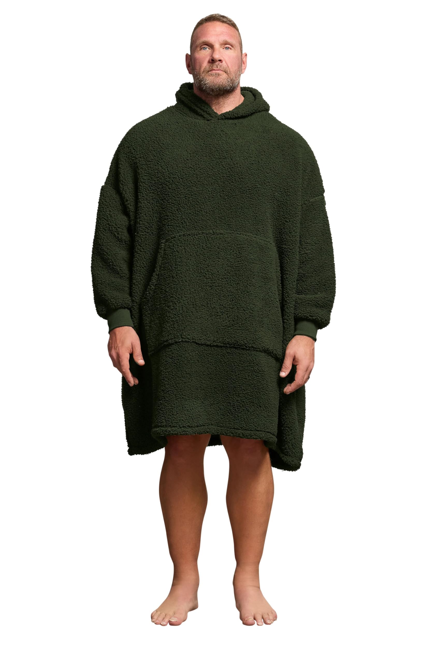 Badrhino Men's Dark Green Big & Tall Blanket Hoodie - Plus Size Curve