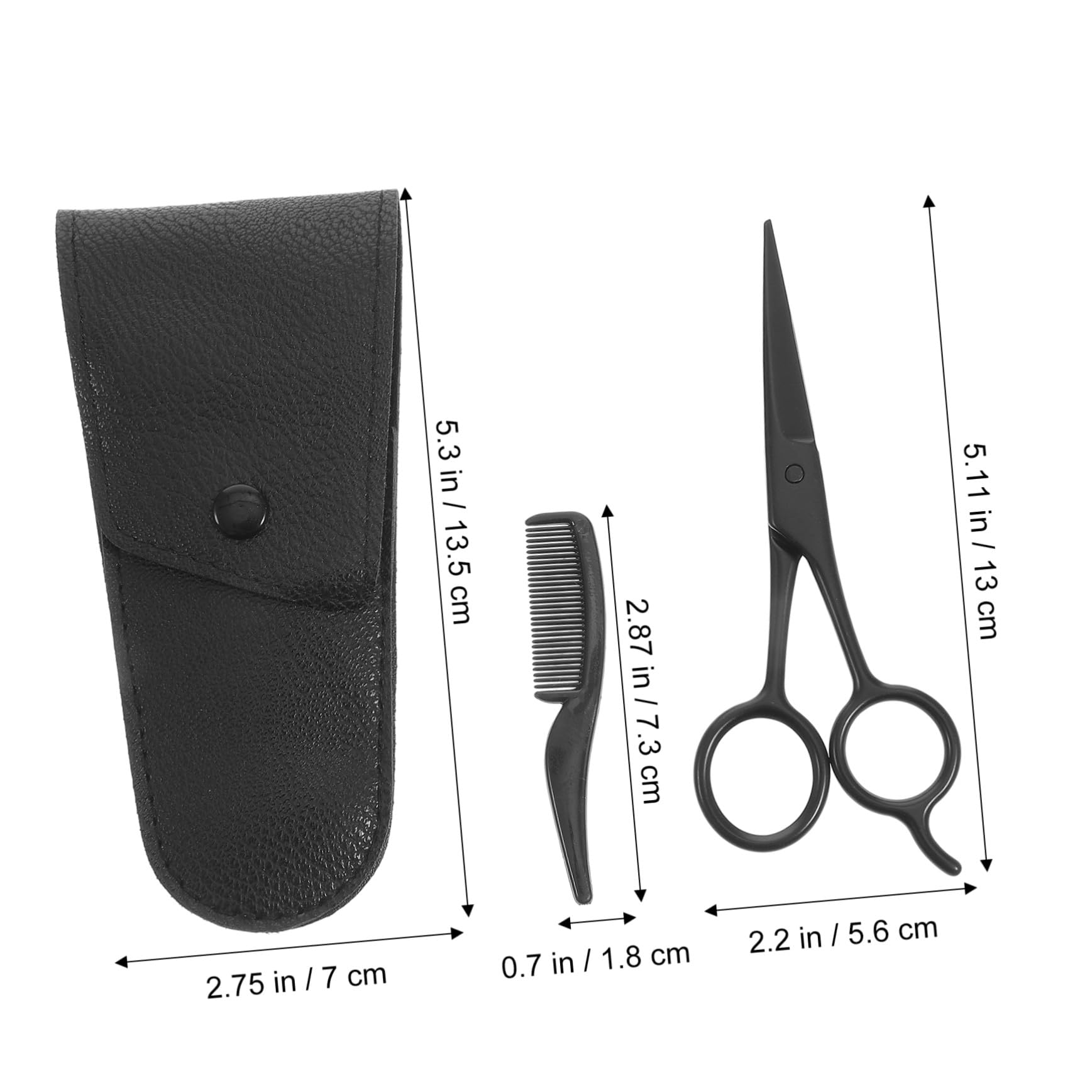 Forbici per Barba e Sopracciglia in Acciaio Inossidabile Set 3 Pezzi Rifinitura Precisa Custodia in Pelle Pu e Portatile per Uomo a Casa o Salone