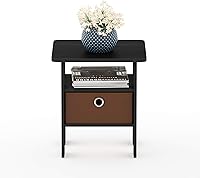 Vista 129 de Furinno- Colección Andrey- Mesa auxiliar, estación de carga con puerto USB y puerto tipo C c/compartimento de almacenamiento, 15.55 pulg ancho x
