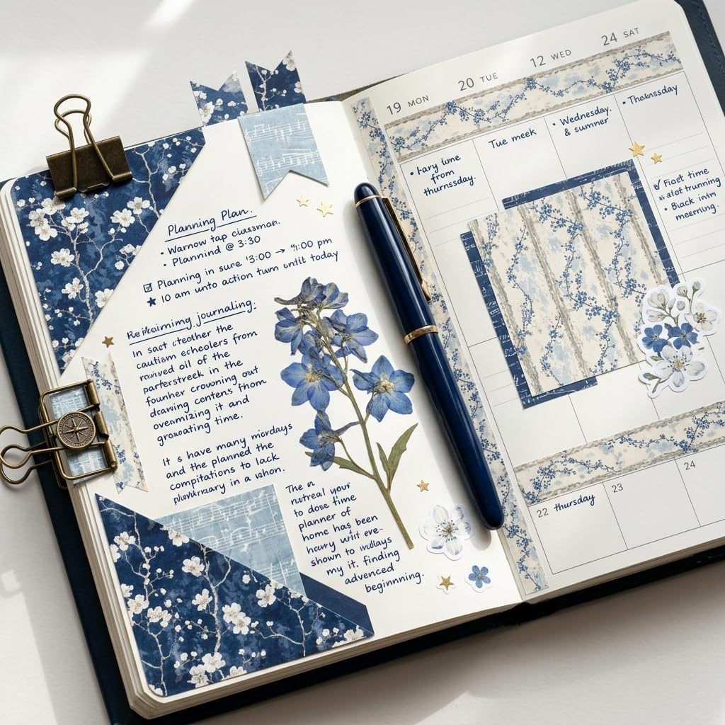 Scrapbook Paper & Scrapbooking Supplies, Vintage Blue 6x6 Double-Sided Patterned Cardstock Pad, Vintage Craft Sheets for Junk Journaling, Card Making & Scrap Book, 24 Sheets