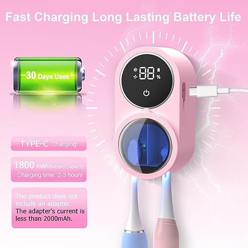 Miniatura 6 de Soporte para cepillos de dientes y limpiador para ventilador de limpieza de luz de baño, secado redondo en círculo, cubierta giratoria automática,