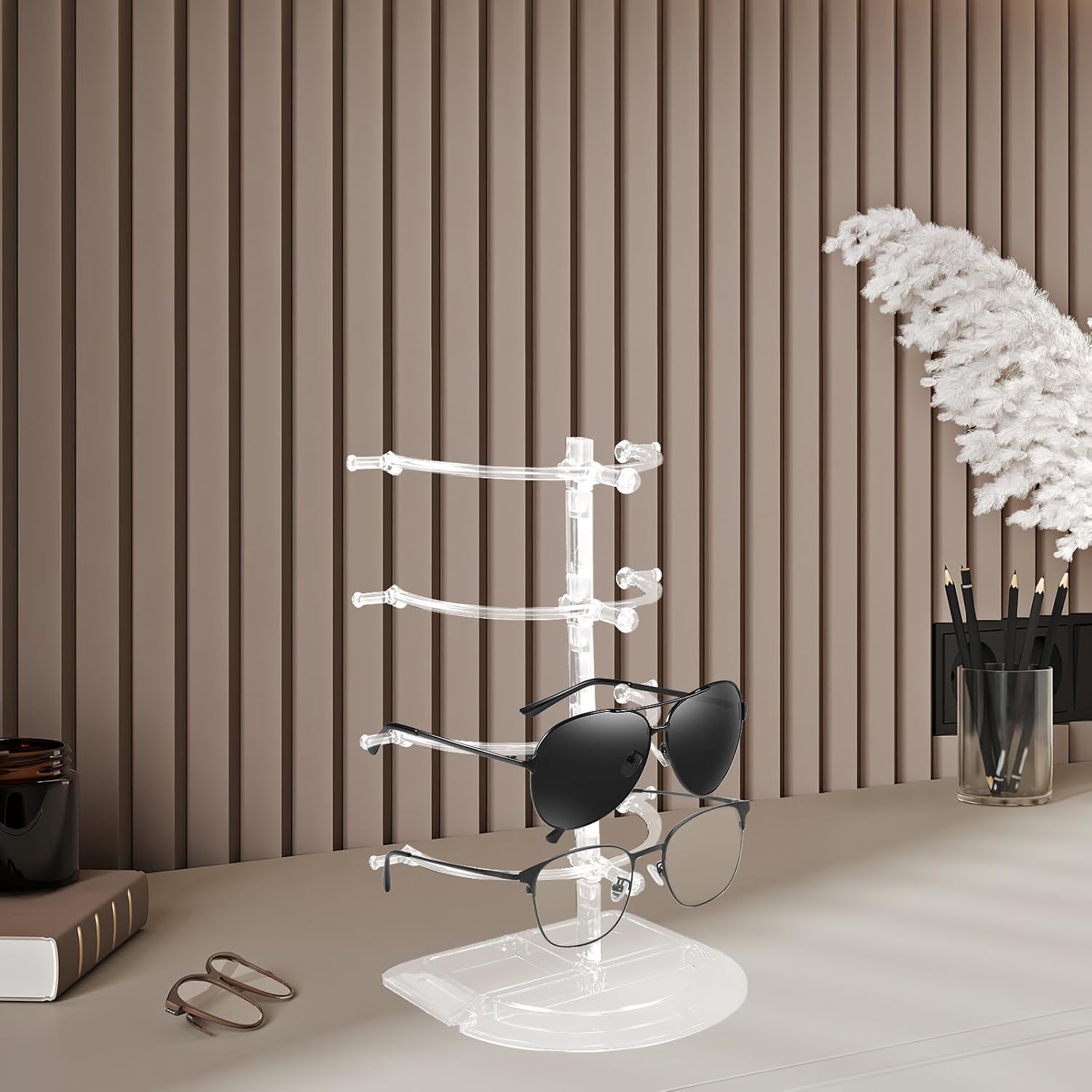 Acrylic Eyeglasses Holder Multilayer Design for Versatile Use, Stylish Sunglasses Organizer and Glasses Shelf Providing Ample Display Space, for Eyewear Stores and Store Display
