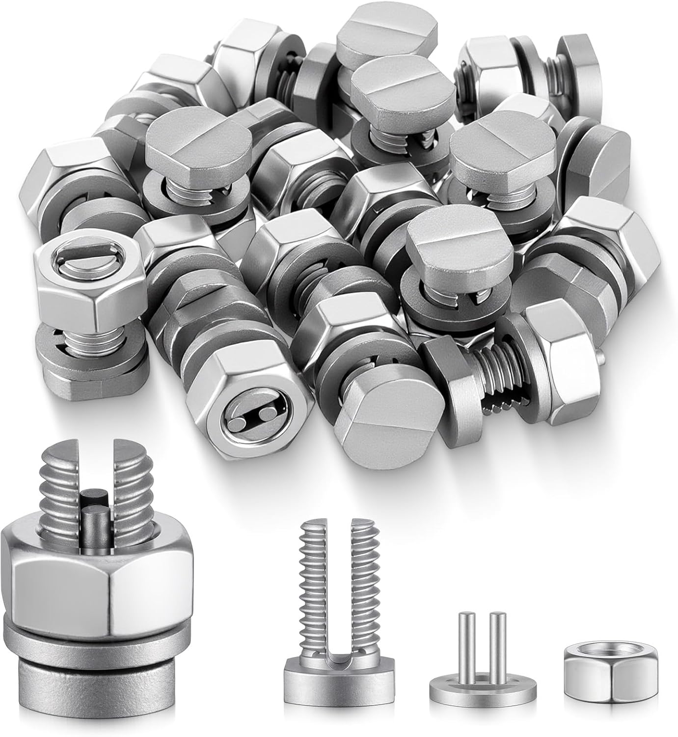 Hicarer 60 Pack Split Bolt Connectors, Electrical Wire Connectors for Fence, Grounding and Jumper Cables - Zinc Plated for 10-19 AWG Stranded or Bare Wire