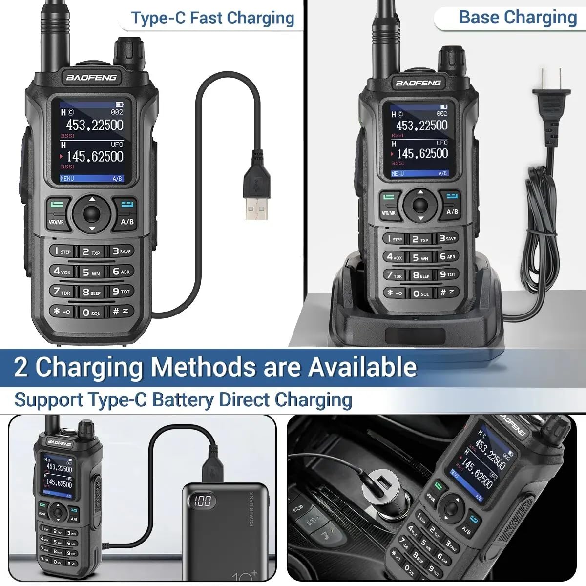 UV-21E Walkie Talkie de Largo Alcance,Compatible Baofeng Impermeable con Cargador Tipo-C, 144-146/430-440 16 KM de Alcance (Gris Oscuro)