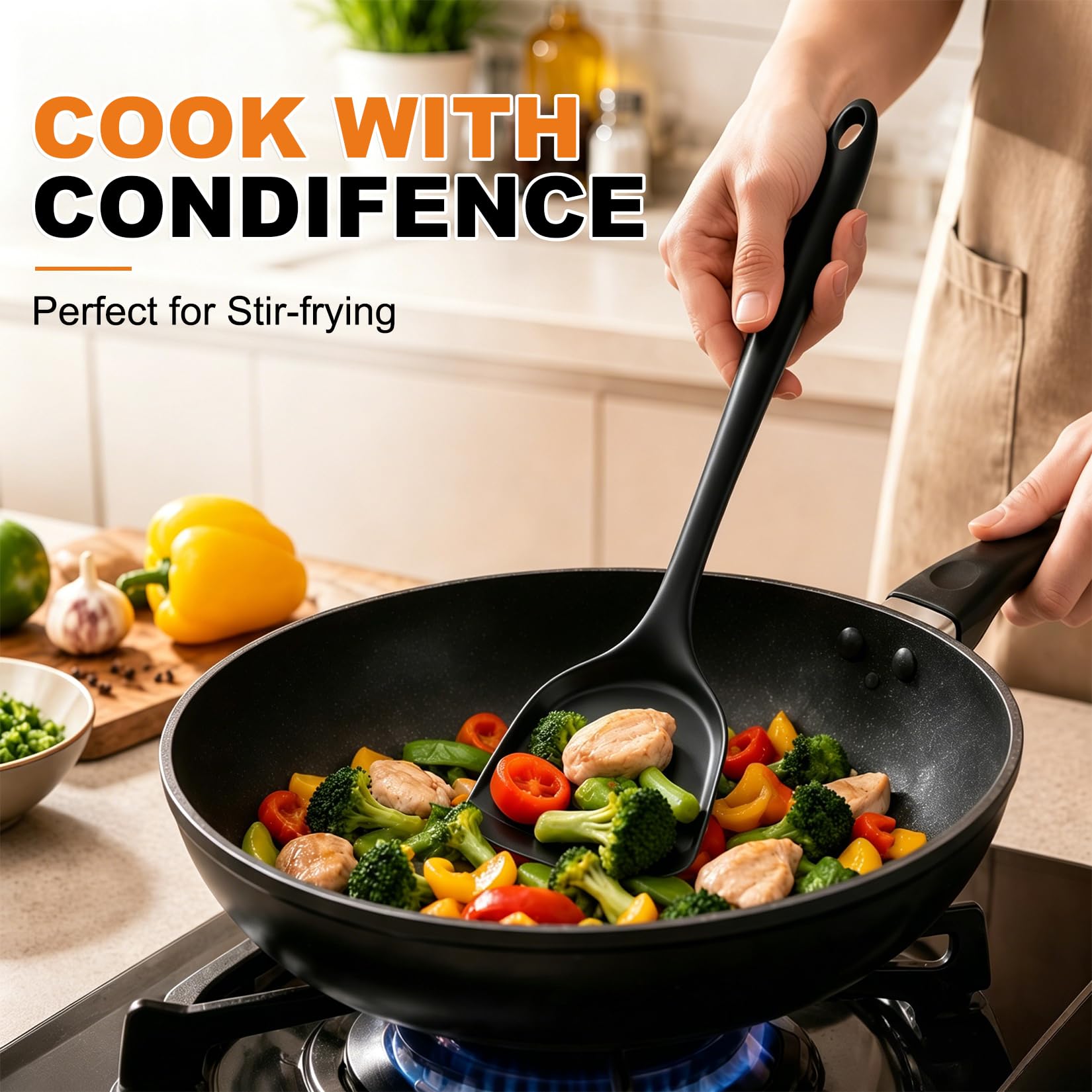 Set di 25 utensili da cucina in silicone con supporto, utensili da cucina antiaderenti, resistenti al calore, set di spatole in silicone senza BPA, con spatola, cucchiaio e mestolo