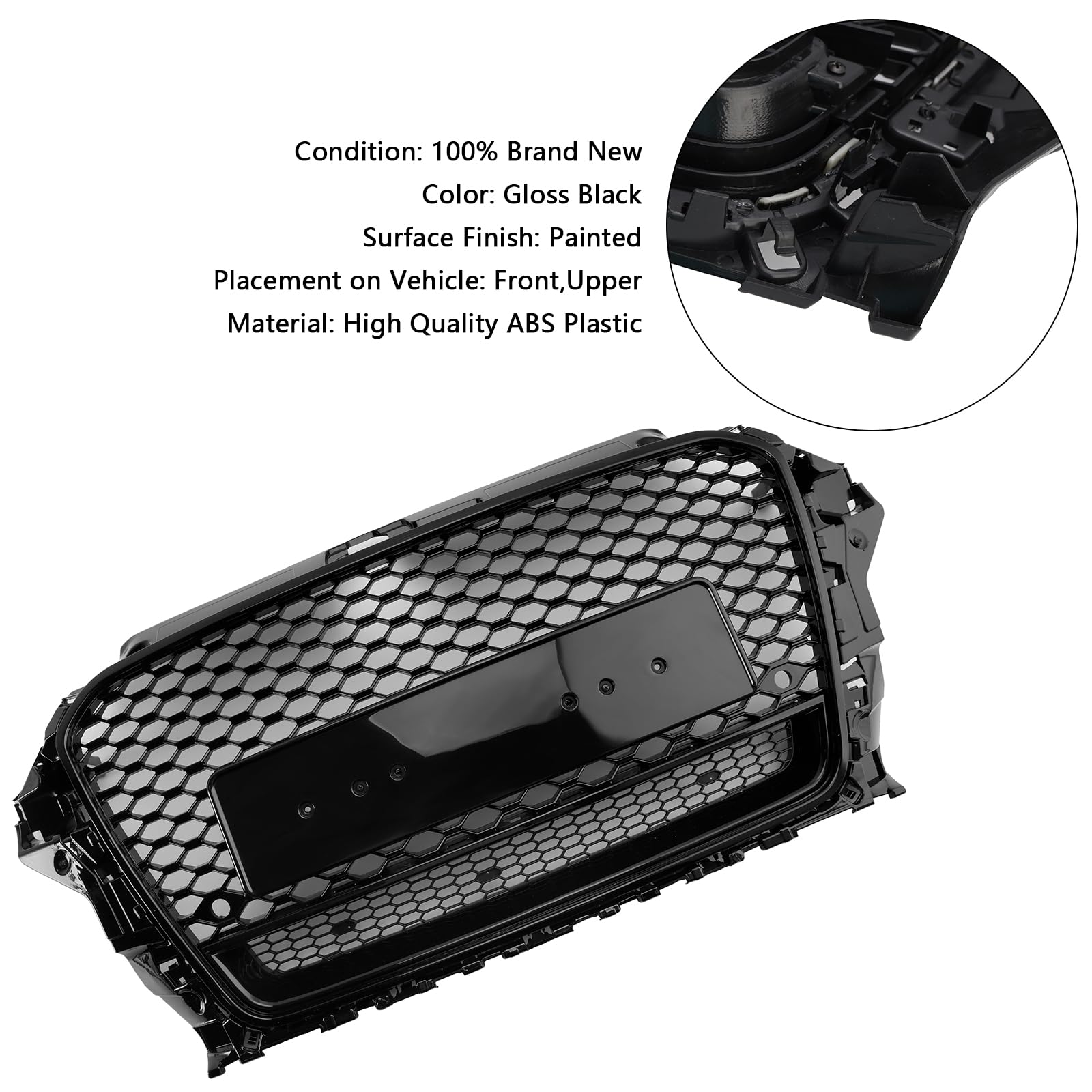 Griglia paraurti Anteriore RS3 Style Front Henycomb Bumper Grille Fit for Audi A3 S3 2013-2016 W/Quattro