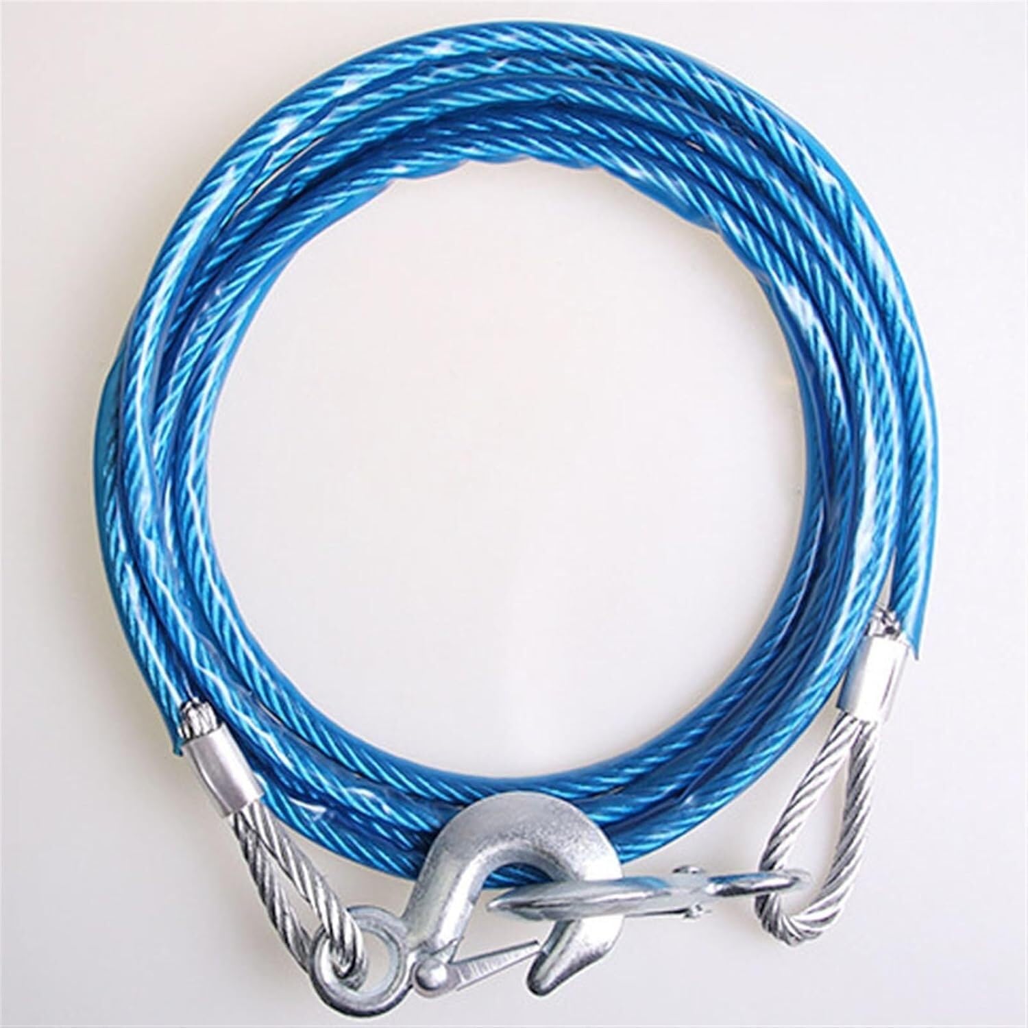 Steel Cable, Coated Wire Rope, 1pc Towing Straps Heavy Duty Tow Ropes Plastic Covered High Strength Hook Trailer Car Emergency Towing Outdoor Tool(5m 7 tons)