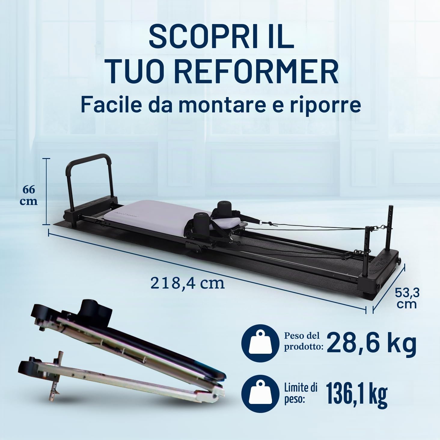 Stamina Aeropilates 4 Cord Reformer Plus 4420 fitness workout Machine con tappetino