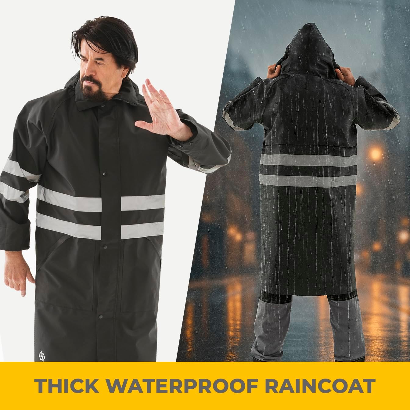 Safety Raincoat ALBATROSS PLUS Long Hooded Waterproof Emergency Rain Jacket Poncho for Men Women Adults - Image 2