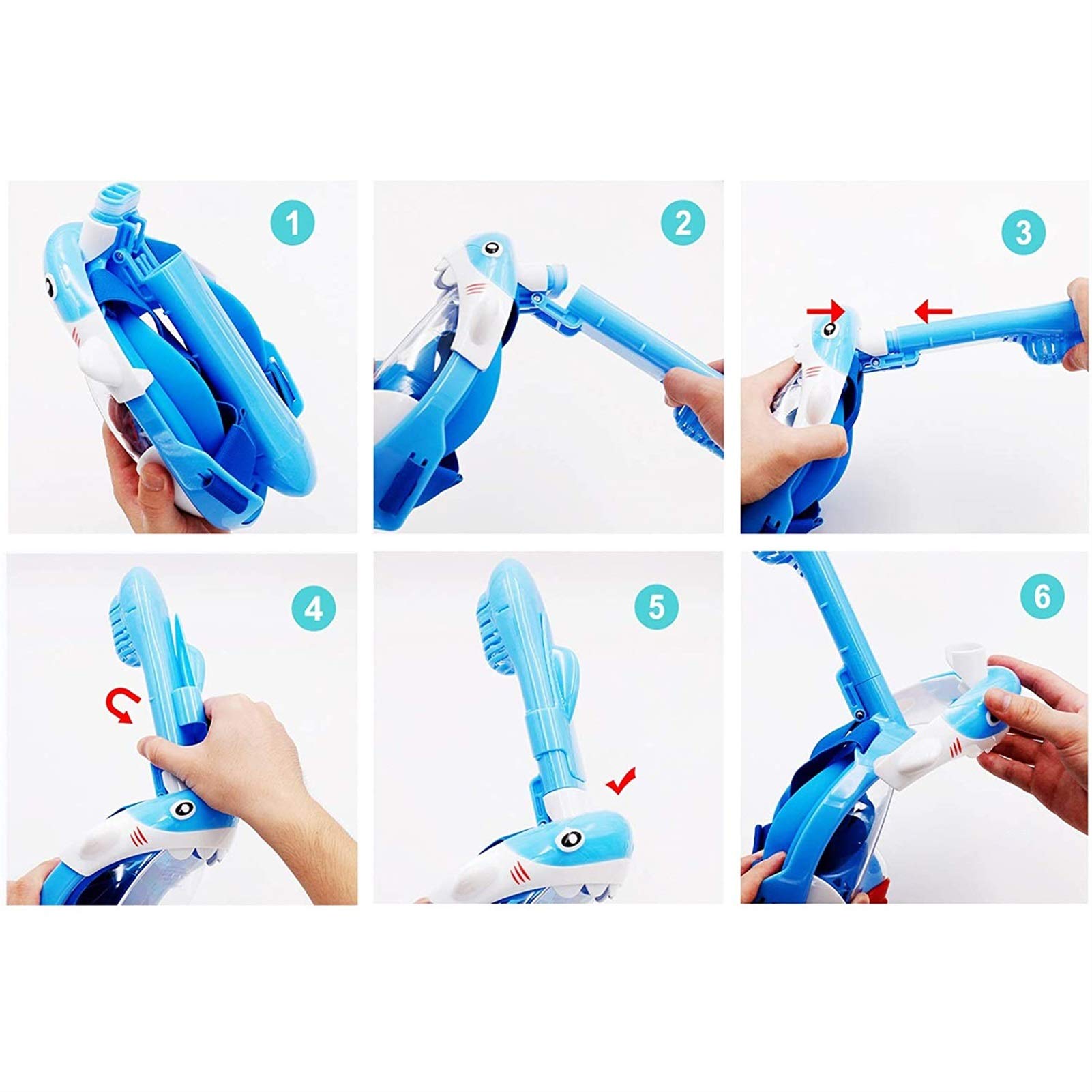 Set Maschera da Snorkeling Integrale per Bambini - Maschera Subacquea antiappannamento per Ragazzi e Ragazze, Attrezzatura per Lo Snorkeling subacqueo -