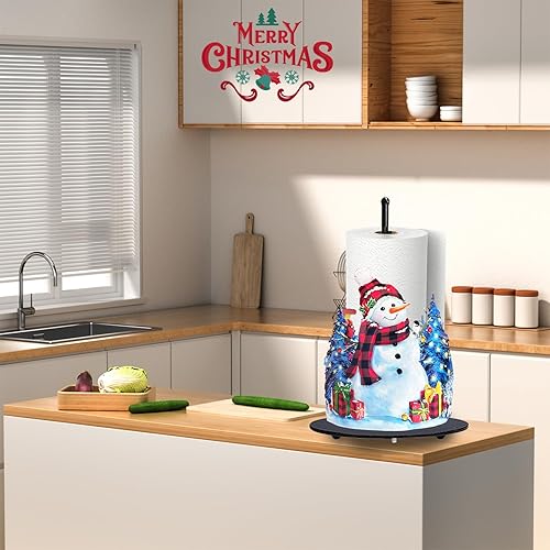 Miniatura 4 de Toallero de papel de Navidad, soporte de papel con peso de muñeco de nieve de Navidad, accesorios de cocina y baño, decoración navideña (estilo A)