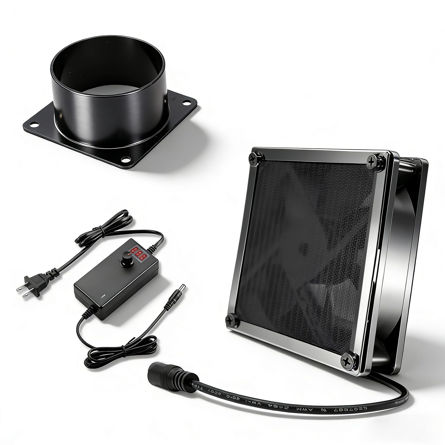 3in Axial Exhaust Fan, 4500RPM 80mm DC12V Dual Ball Bearings Air Exhaust Extractor Fan Kit for 3D Laser, Paint Booth (LED Display Controller, 3"