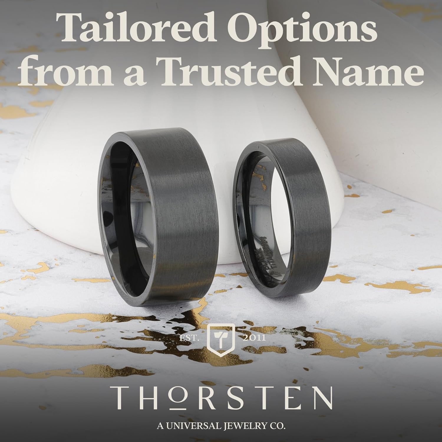 Thorsten BALTIMORE | Tungsten Rings for Men | Carbide | Comfort Fit | Flat Style Black Tungsten Carbide Ring with Brushed Finish