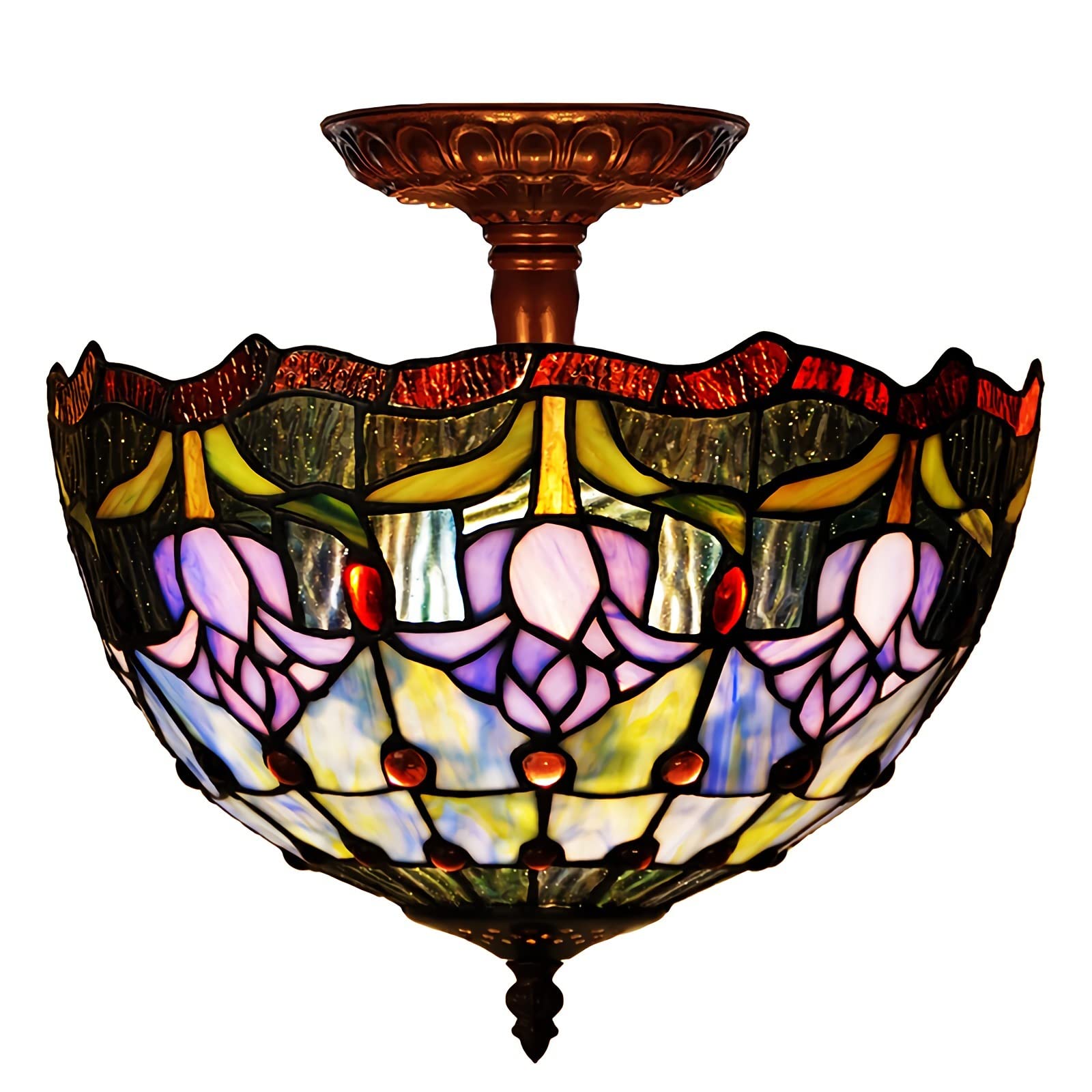 Plafonnier Tiffany Tulip en vitrail pour illuminer votre chambre