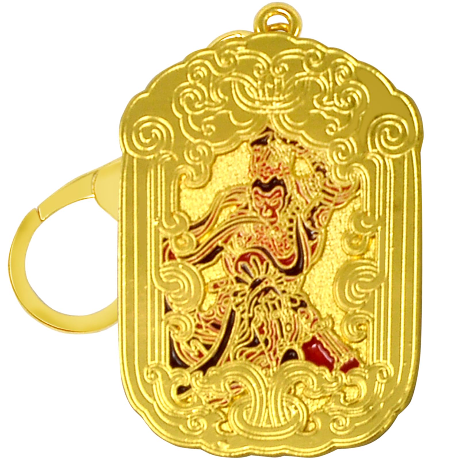 Llavero Feng Shui Sun Wukong - Sello De Tierra, Oro Y Rojo, Para Prosperidad Y Suerte