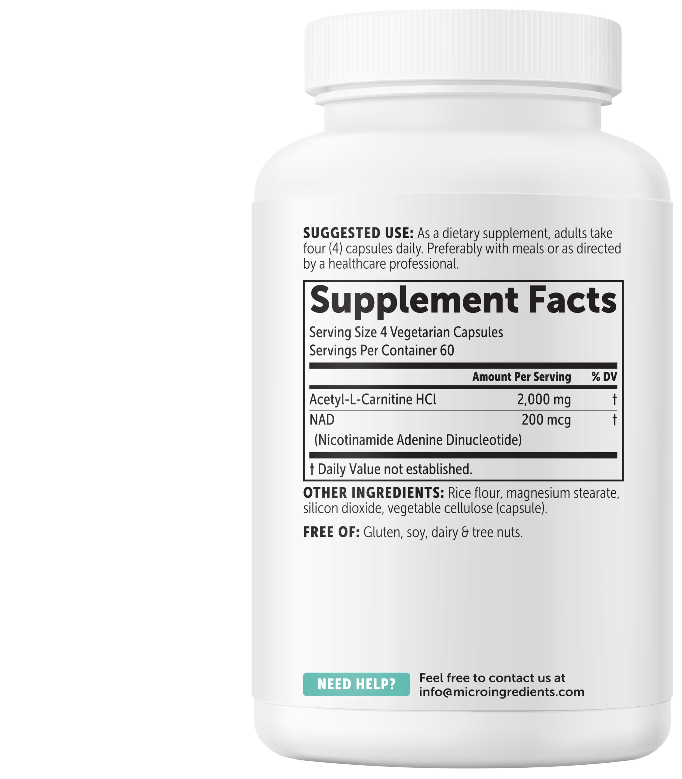 Acetyl L-Carnitine HCl (ALCAR) 2000 mg Per Serving, 240 Veggie Capsules — Amazon image 7