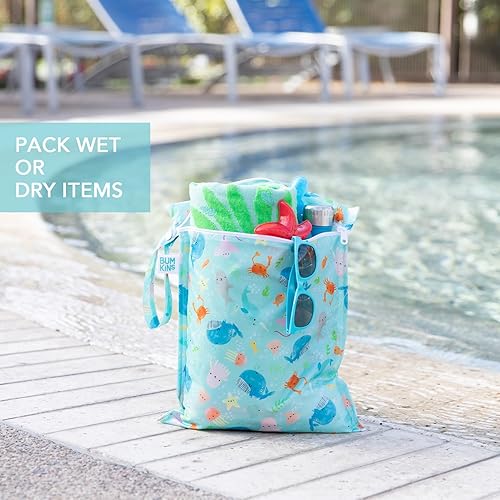 Miniatura 4 de Bumkins - Bolsa impermeable para artículos húmedos y bolsas de viaje transparentes - Para playa, bebé, viajes, traje de baño, pañales de tela,