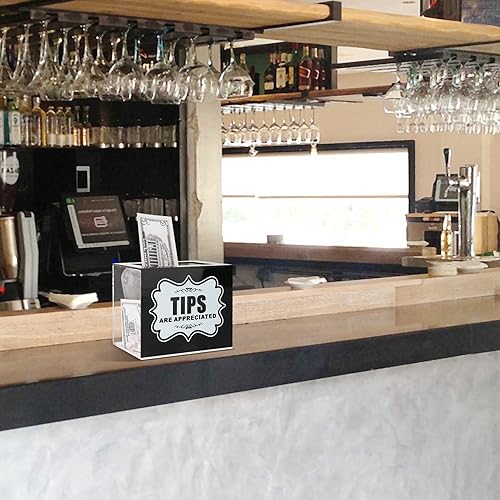 Miniatura 8 de CiaoHER Acrylic Tip Collection Jar Donation Suggestion Box for Money Storage Container (6" W x 5" H x 4" D)