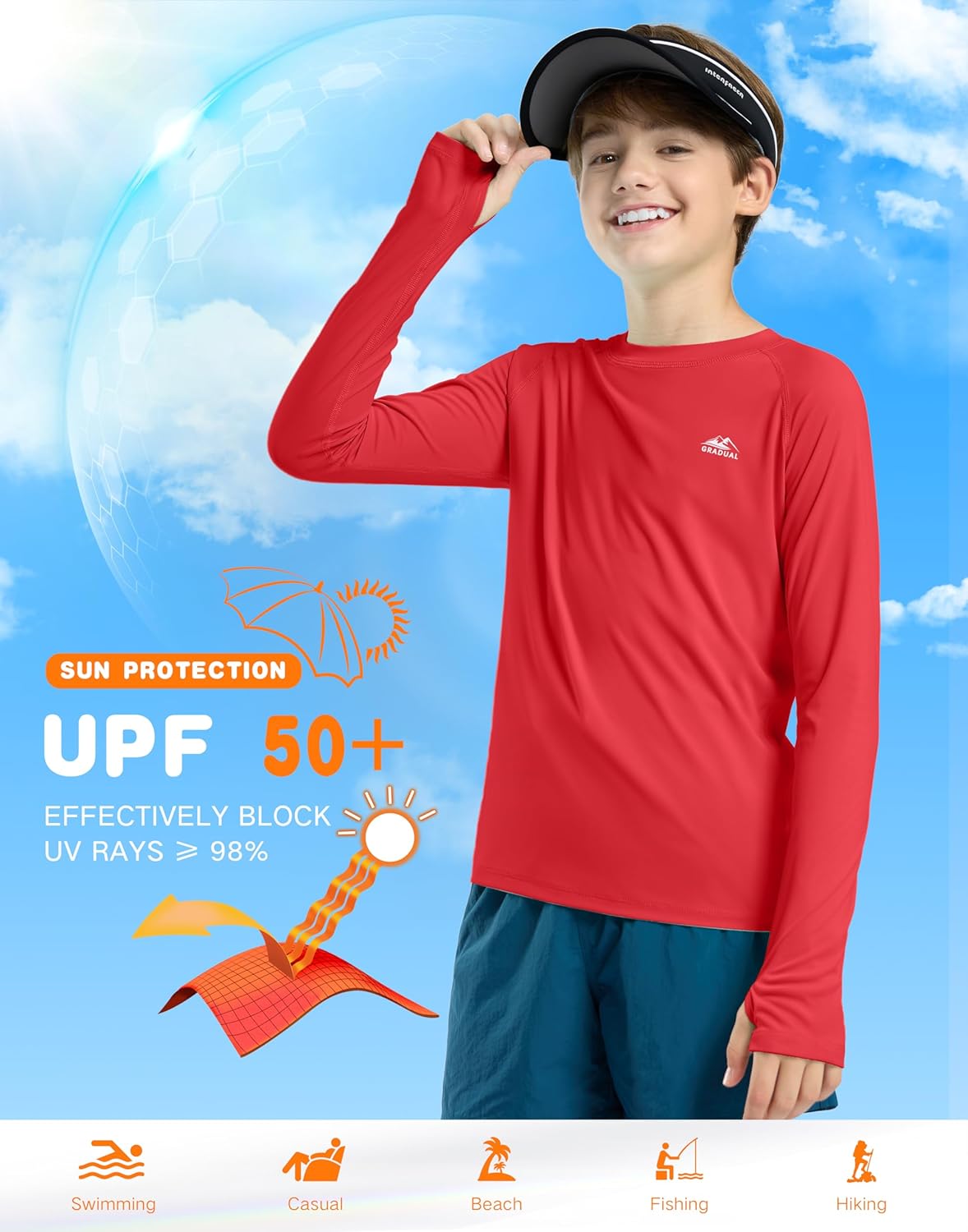 Boys Swim Shirt Long Sleeve Rash Guard UPF 50+ Sun Protection Shirts Quick Dry Lightweight Water Shirts for Kids - Image 4
