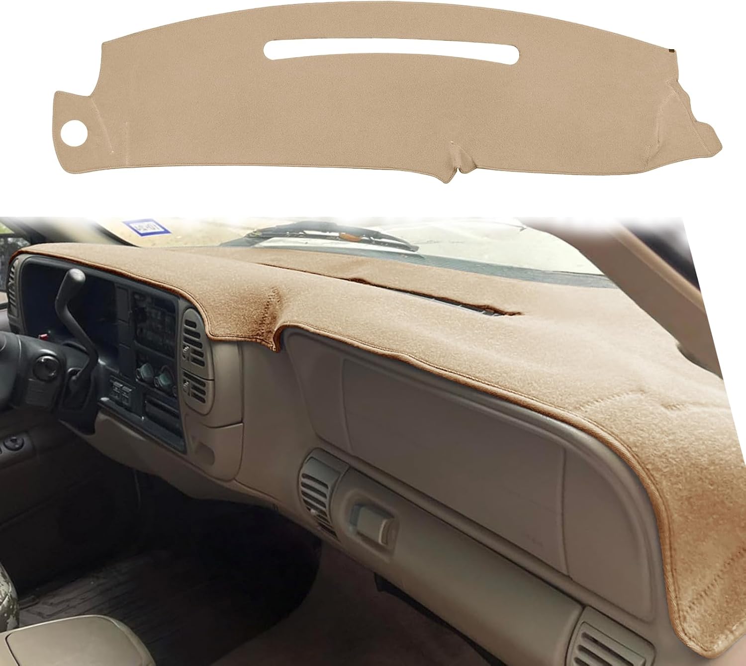 Dash Cover Mat Custom Fit for 1997-2000 Chevy Chevrolet Silverado/GMC C1500 C2500 C3500 K1500 K2500 K3500, 1997-99 GMC Yukon/Chevy Tahoe Suburban, Dashboard Pad Carpet Protector(97-99, Beige)