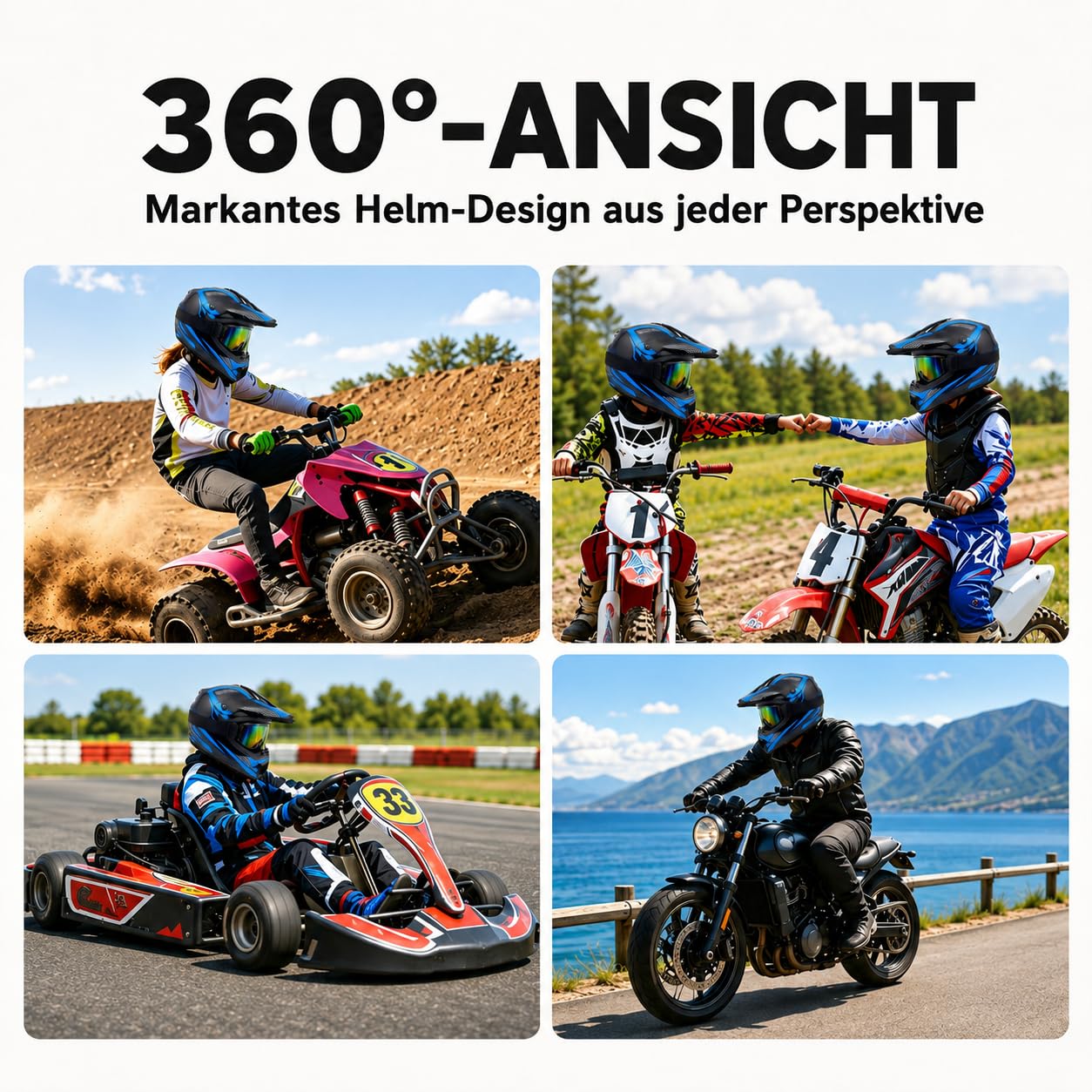 Motocross Helm Fullface für Kinder, DOT-geprüft mit komplettem Zubehörset